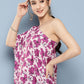 InWeave Women's Pink Fuchsia Japanese Art Oneshoulder Top - Swadesiicart