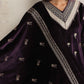trueBrowns Wine Velvet Floral Embroidered Kurta Pant Dupatta Set | Swadesiicart