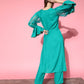InWeave Women's Aqua Organza Sleeve Gota Work Kurta Set - Swadesiicart