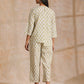 trueBrowns Green Buta On Off-White Block Print Cotton Co-Ord Set - Swadesiicart