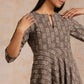 trueBrowns Clay Dabu Zig-Zag Motifs Print Cotton Flared Kurta Pant Set | Swadesiicart