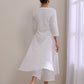 trueBrowns White Dobby High Slit Gathered Kurta Set | Swadesiicart