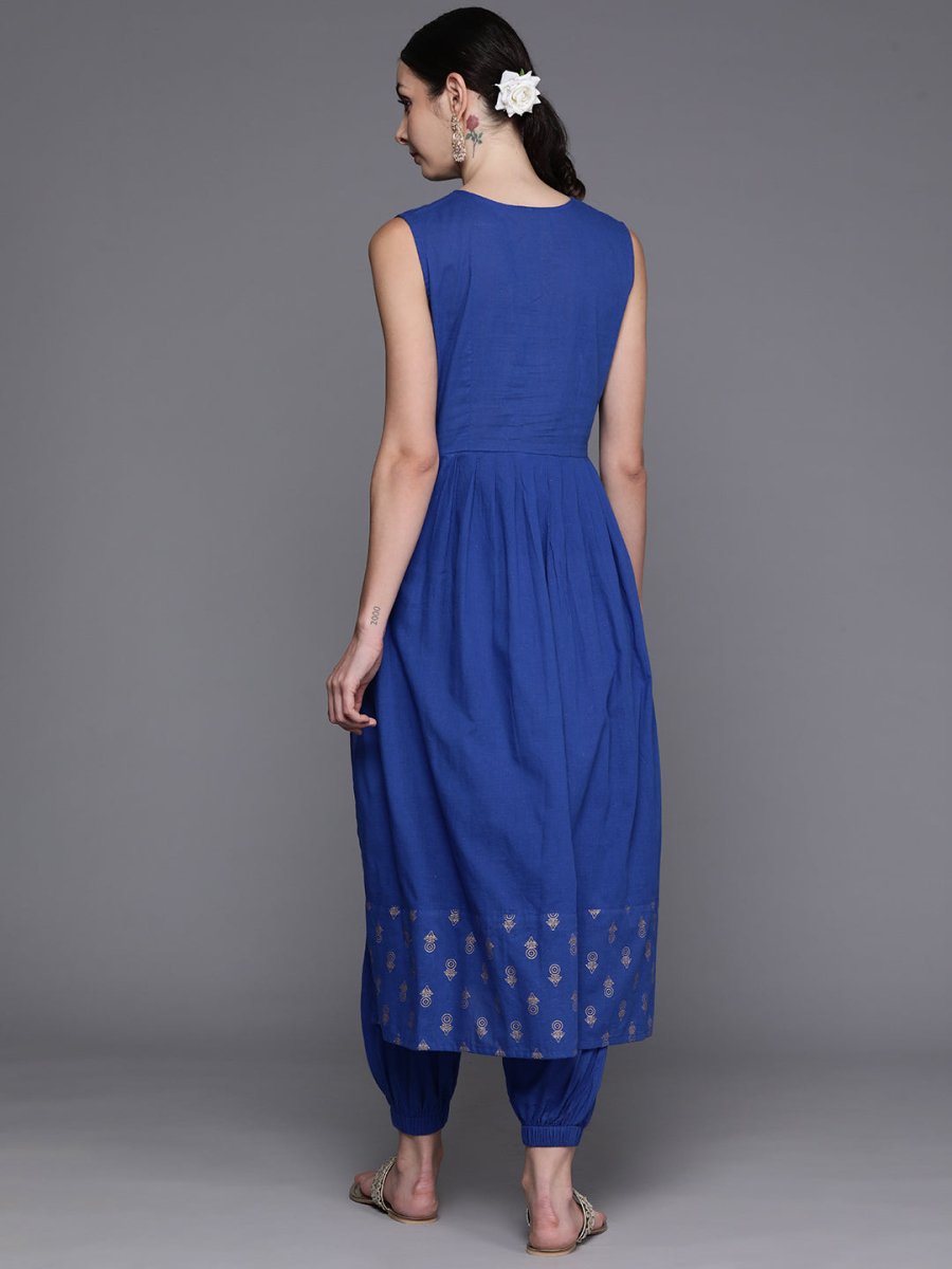 Ahalyaa Floral Printed High Slit Gotta Patti Pure Cotton Kurta with Harem Pants | Swadesiicart