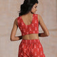 trueBrowns Red On Red Ikat Print Cotton Pant Suit Set | Swadesiicart