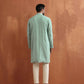 trueBrowns Men's Green Cotton Dobby Kurta | Swadesiicart