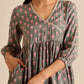 trueBrowns Grey Floral Silk Printed Co-Ord Set - Swadesiicart