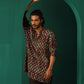 trueBrowns Men's Black Ikat Muslin Silk Printed Co-ord Set - Swadesiicart