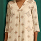 trueBrowns Ivory Peach Cotton Front Pleat Kurta Pant Set | Swadesiicart