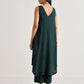 trueBrowns Dark Green Sleeveless Flared Kurta Pant Set | Swadesiicart