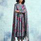 trueBrowns Grey Printed Velvet Shawl | Swadesiicart