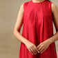 trueBrowns Maroon Textured Silk Sleeveless Kurta Pant Set | Swadesiicart
