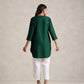 trueBrowns Dark Green Cotton Blend Short Kurta | Swadesiicart