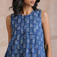 trueBrowns Indigo Dabu Zig-Zag Motifs Print Cotton Sleeveless Co-Ord Set - Swadesiicart
