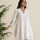 trueBrowns White Cotton Embroidered Co-ord Set - Swadesiicart