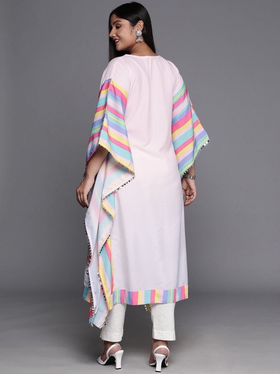 Ahalyaa Printed Plus Size Flared Sleeves Sequined Crepe Kaftan Kurta | Swadesiicart