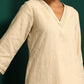trueBrowns Ivory Tonal Cotton Kurta with Embroidered Pants | Swadesiicart