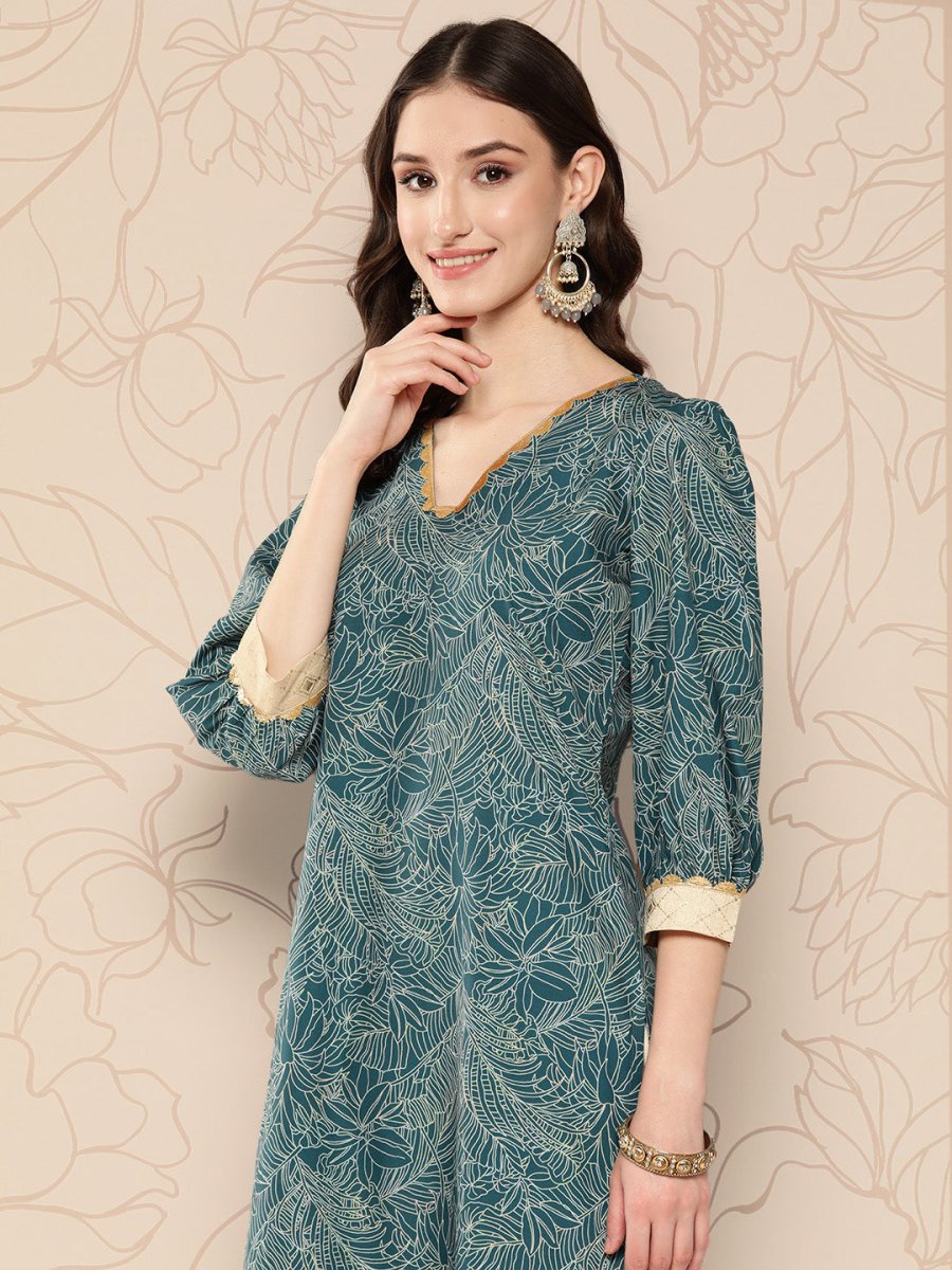 Ahalyaa Women Floral Printed Gotta Patti Crepe Kurta | Swadesiicart