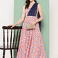 Ahalyaa Abstract Printed Empire Ethnic Dress | Swadesiicart