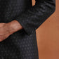 trueBrowns Men's Black Chanderi Long Jacket | Swadesiicart