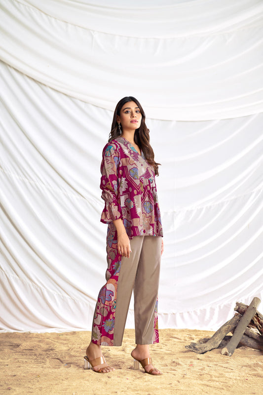 BulBul Ojasvi Red Chanderi Co-Ord Set - Swadesiicart