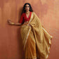 trueBrowns Red Silk V Neck Blouse | Swadesiicart