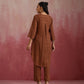 trueBrowns Brown Cotton Dobby Kurta Co-ord set - Swadesiicart