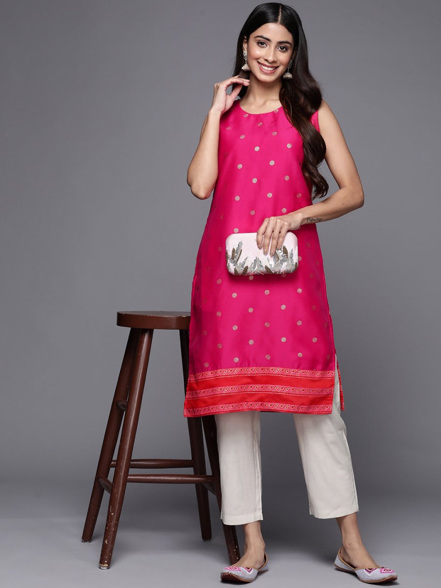 Ahalyaa Women Pink Geometric Printed Kurta | Swadesiicart
