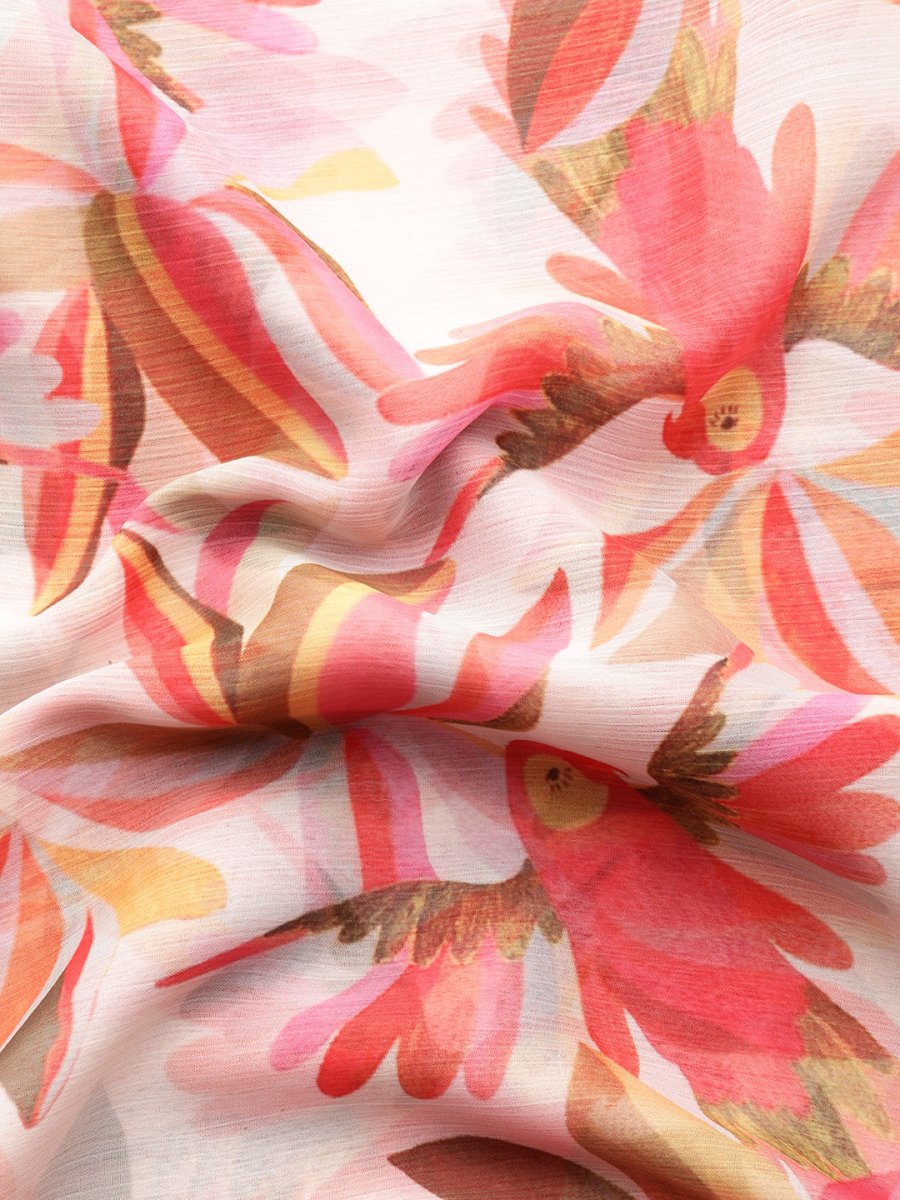 Ahalyaa Floral Poly Chiffon Saree | Swadesiicart