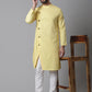 Even Apparels Yellow Sherwani Kurta With Asymetrical Cut | Swadesiicart