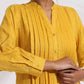 trueBrowns Yellow Cotton Pleated Shirt Kurta Set | Swadesiicart