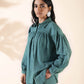 trueBrowns Turquoise Cotton Dobby Shirt Co-ord Set - Swadesiicart