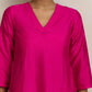 trueBrowns Pink Silk High Slit Kurta Set | Swadesiicart