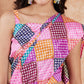 InWeave Women's Pink Square Multi Badhani Palazzo Saree - Swadesiicart