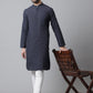 Even Apparels Blue Pure Cotton Kurta With Band Collar | Swadesiicart