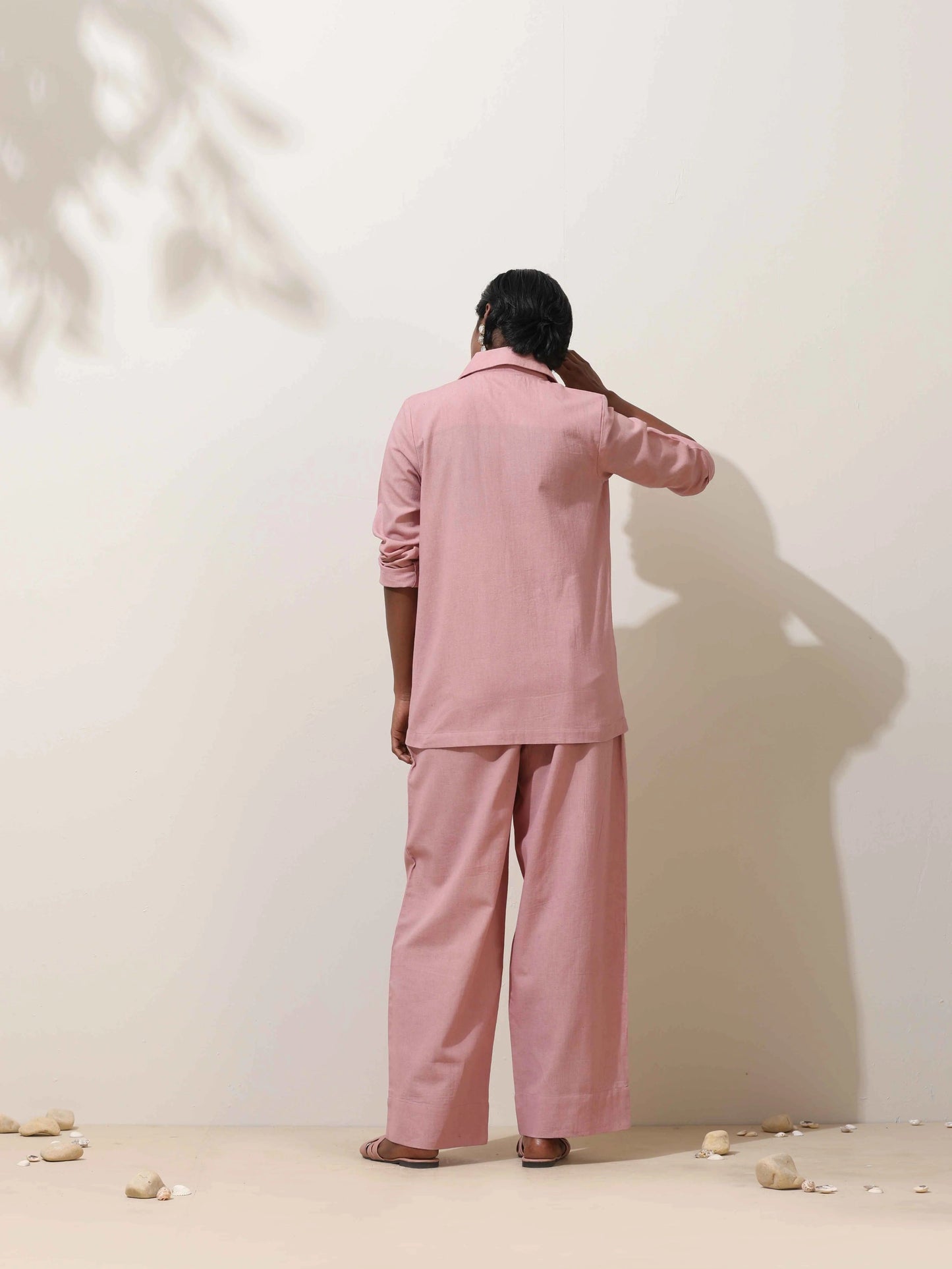 trueBrowns Pink Cotton Linen Co-Ord Set - Swadesiicart