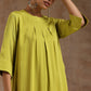 trueBrowns Lime Modal Satin Neck Pleat Kurta Set | Swadesiicart