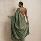 trueBrowns Dark Green Gold Lurex Ready To Wear Saree | Swadesiicart