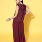 InWeave Women's Maroon Lurex Top With Flared Palazzo - Swadesiicart