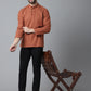 Even Apparels Rust Pure Cotton Kurta With Band Collar | Swadesiicart