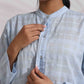 trueBrowns Blue Cotton Check Shirt Top Co-ord Set - Swadesiicart
