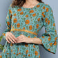 InWeave Women's Blue Mustard Print Short Dress - Swadesiicart