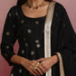 trueBrowns Black Viscose Silk Kurta Set | Swadesiicart