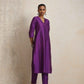 trueBrowns Purple Silk High Slit Kurta Set | Swadesiicart