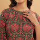 InWeave Women's Green Red Mughal Kalamkari Top - Swadesiicart