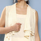 Ahalyaa Women White & Yellow Checked Crepe Kurta | Swadesiicart