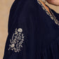 trueBrowns Midnight Blue Velvet Embroidered Kurta | Swadesiicart