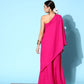 InWeave Women's Magenta One Shoulder Kurta Set - Swadesiicart