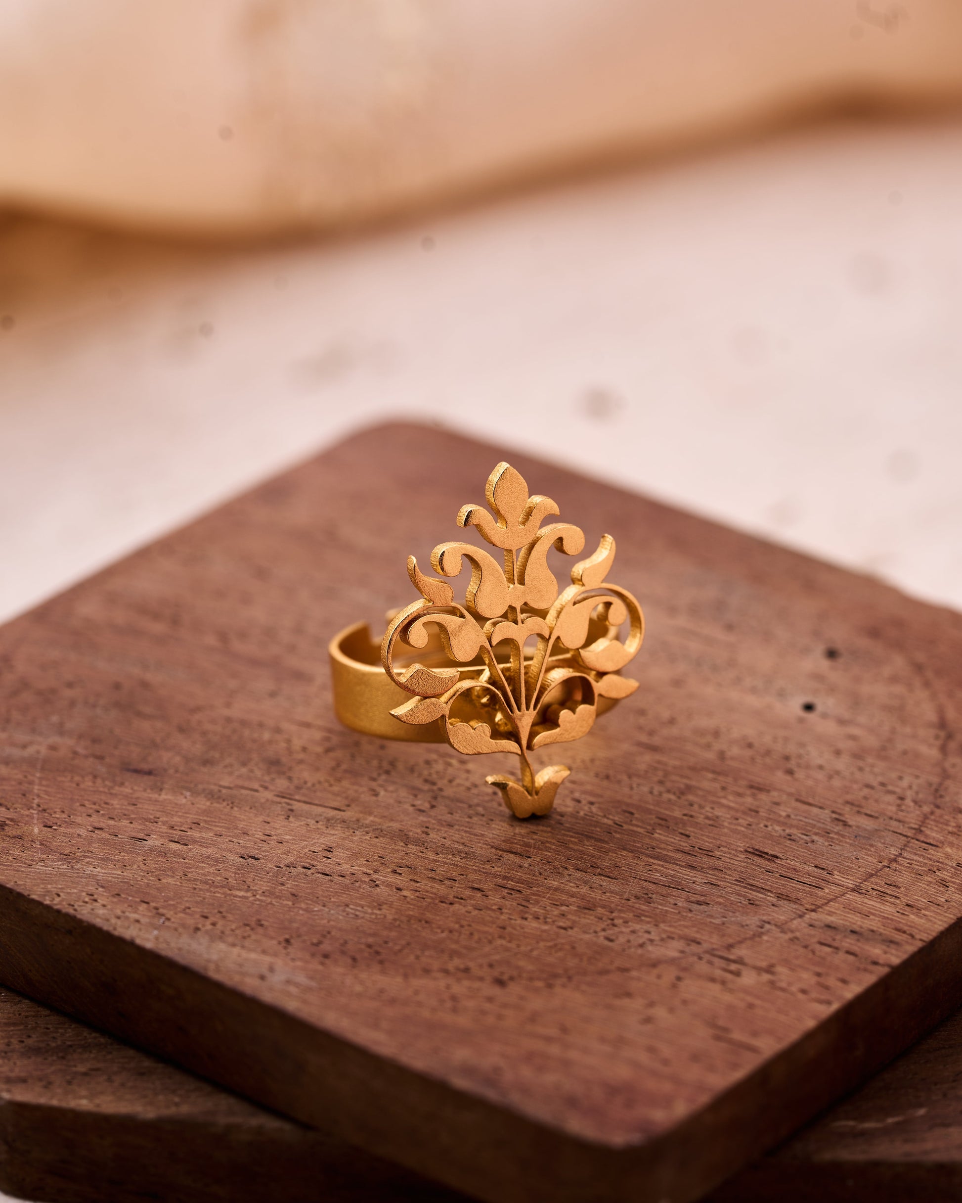 trueBrowns Gold-Polished Small Leaf Ring | Swadesiicart