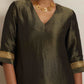 trueBrowns Olive Green Tissue Sharara Set | Swadesiicart