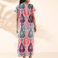 trueBrowns Green Cotton Ikat Slit Dress | Swadesiicart